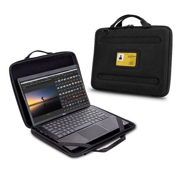 Techprotectus - Work-In Case w/Pocket-for 11-12 inch Chromebook/MacBook/Laptop - Black
