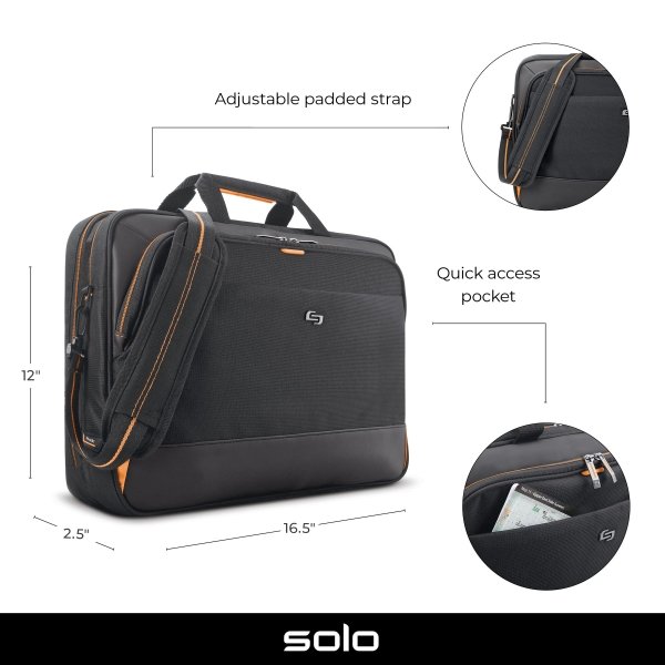 Focus Portfolio Briefcase for 17.3" Laptop - Black/Orange